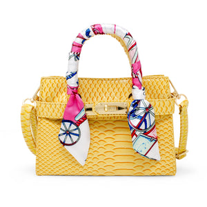 Zomi Gems Crocodile Scarf Handbag in Yellow