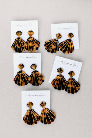 St Armands Brown Tortoise Shell Statement Earrings