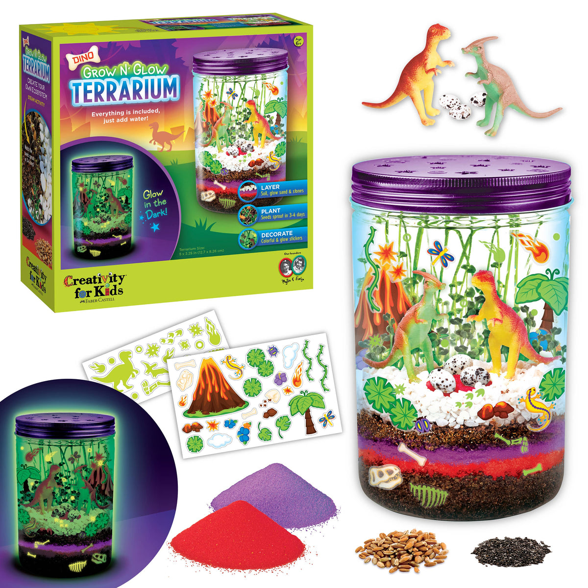 Faber-Castell Grow N' Glow Dinosaur Terrarium DIY Craft Kit for Kids