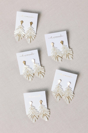 St. Armands White Petite Palm Drops