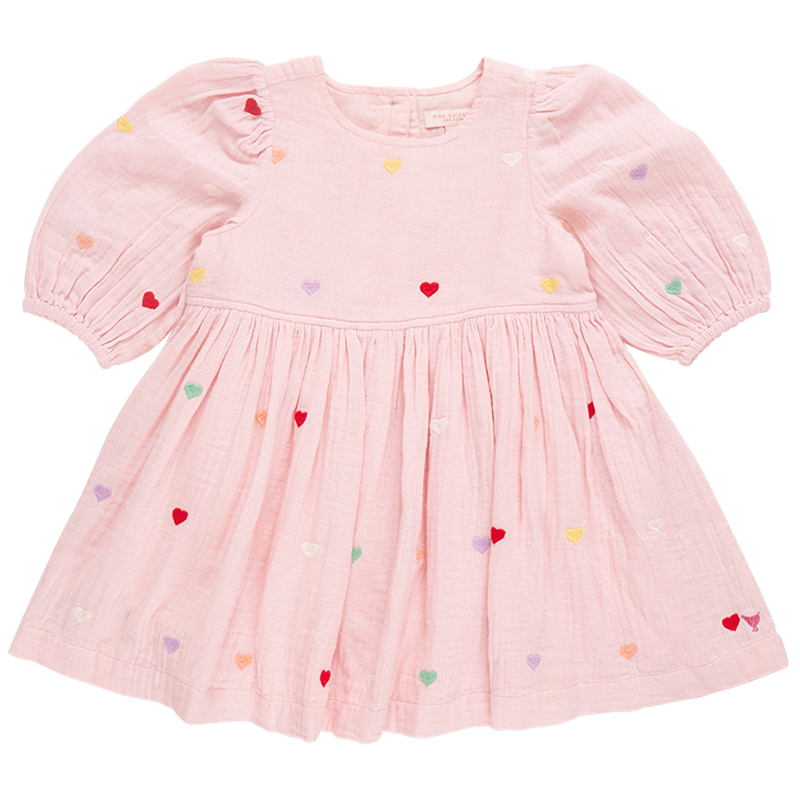 Pink Chicken Brooke Dress in Candy Hearts Embroidery