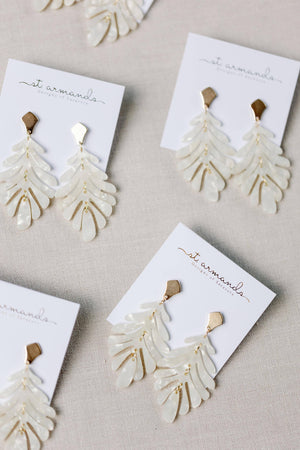 St. Armands White Petite Palm Drops