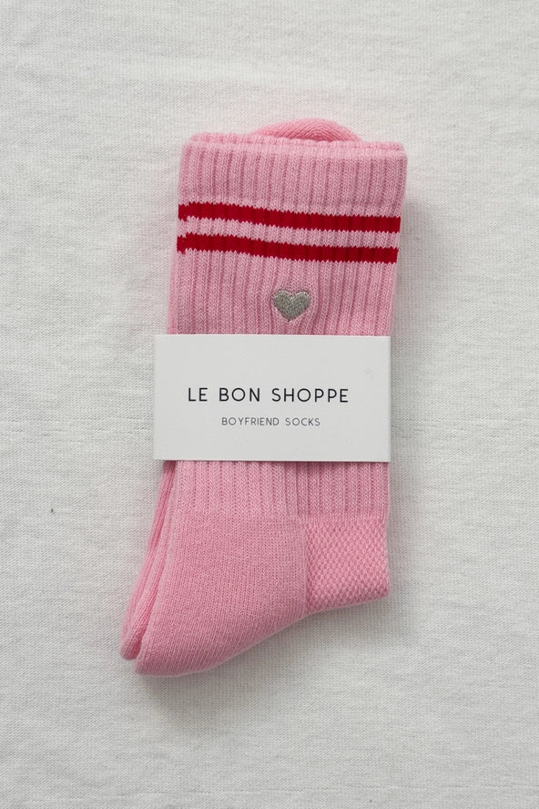 Le Bon Shoppe Embroidered Boyfriend Socks in Amour Hearts