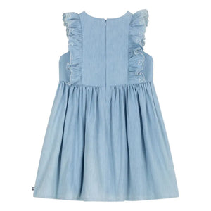 Petit Bateau Chambray Hearts Dress in Blue