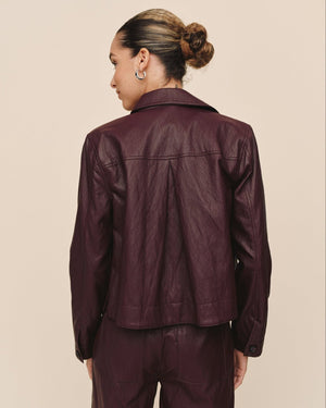 Bella Dahl Crop Pocket Button Down Jacket in Crimson Ember