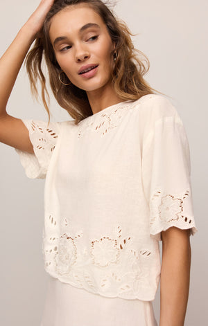 Z Supply Daya Embroidered Top in White