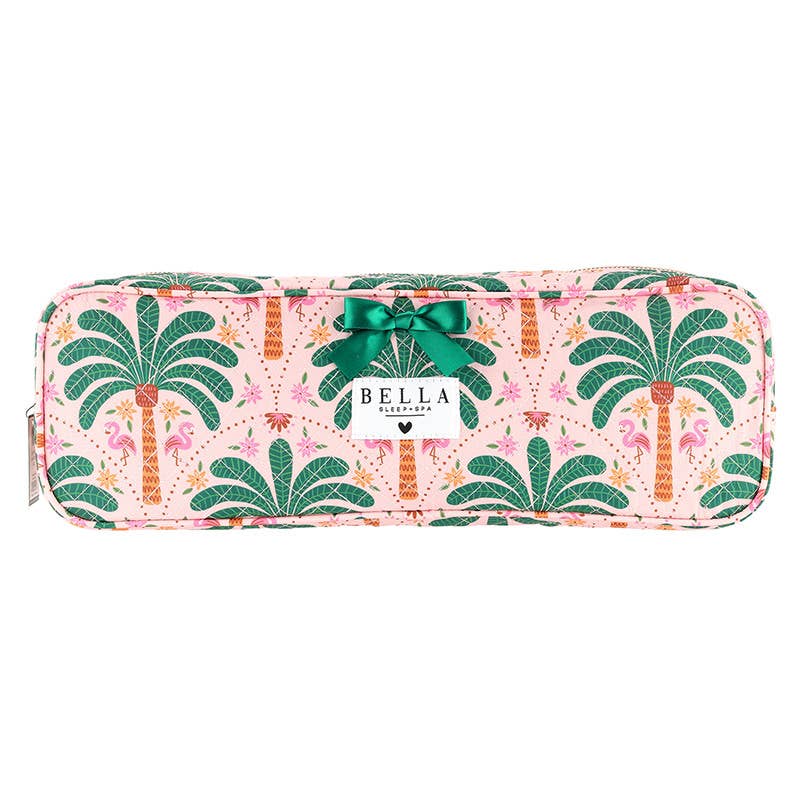 Bella Sleep Spa Quilted Hair Tool Bag in Pink + Palm Trees