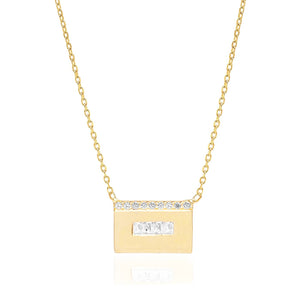 Tai Modern Rectangle CZ Accent Necklace