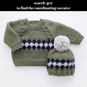 Huggalugs Beanie Hat in Green Geo