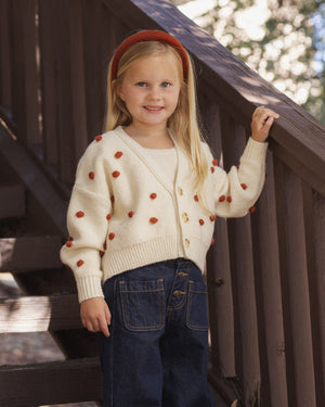 Rylee + Cru Boxy Crop Cardigan in Ruby Bobble