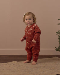 Rylee + Cru Fair Isle Romper in Ruby