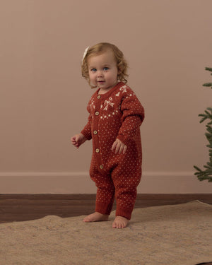 Rylee + Cru Fair Isle Romper in Ruby