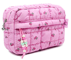 OMG Accessories Quilted Scrunchies Cherry Printed Pouch