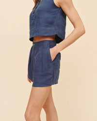 Bella Dahl Double Pleat Short in Midnight Surf