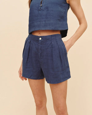 Bella Dahl Double Pleat Short in Midnight Surf