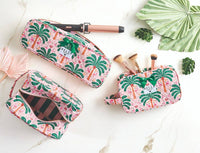 Bella Sleep Spa Quilted Hair Tool Bag in Pink + Palm Trees