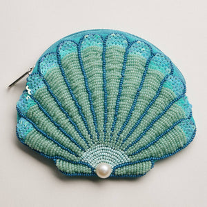 Frem Seashell Beaded Coin Purse with Pearl Accent