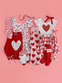 Little Stocking Co Red & Pink Bow Scalloped Knee High Socks