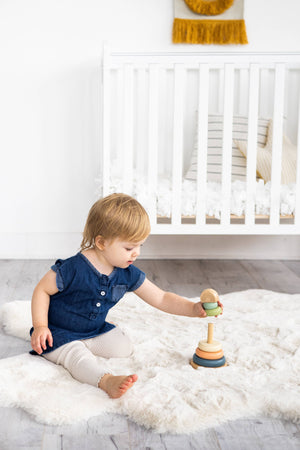 Pearhead Wooden Stacking Rainbow Tower Baby Toy