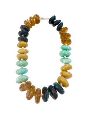 Gemelli - Delray Chunky Beaded Necklace- Mint/Navy Mix