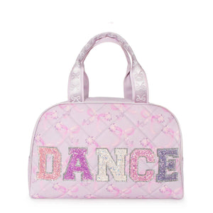 OMG Accessories DANCE Quilted Floral Bow Print Medium Duffle Bag