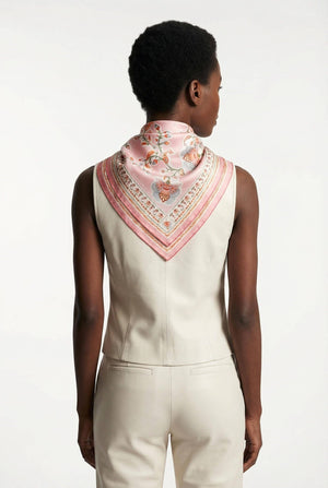 Jessie Zhao New York Double Sided Silk Scarf in Blush Charm