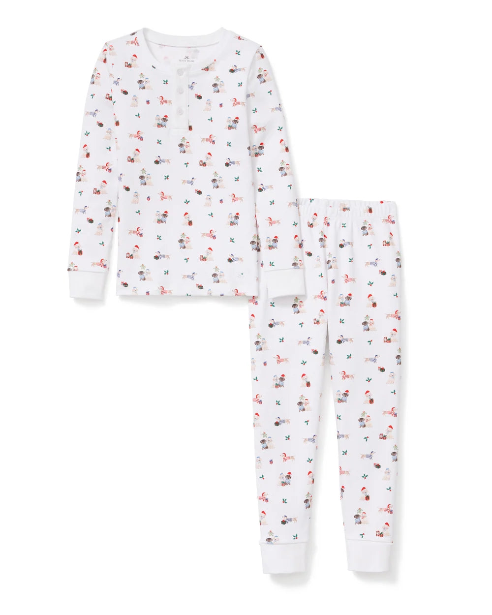 Petite Plume Children's Snug Fit Pajama Set in Woof de Noël
