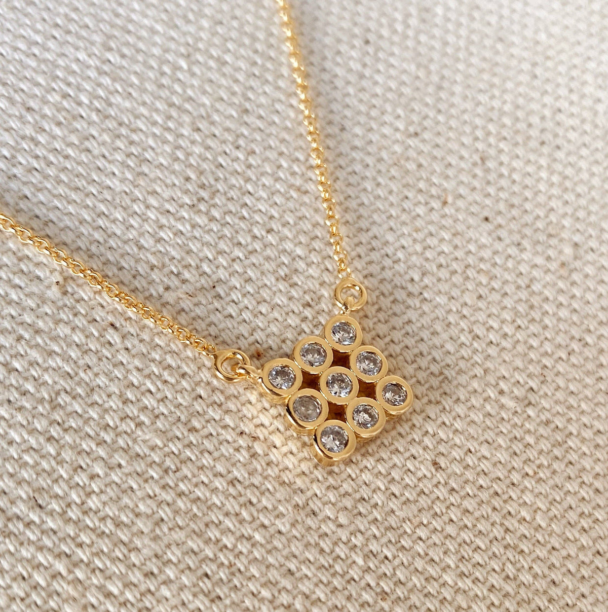 GoldFi Cubic Zircon Cluster  Necklace