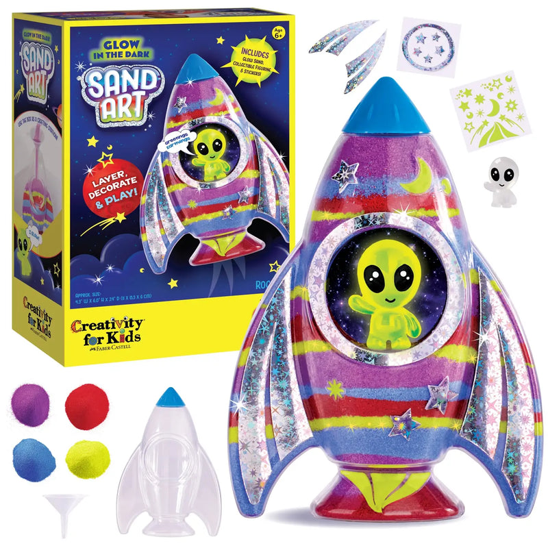 Faber-Castell Glow in the Dark Sand Art Rocket DIY Craft Kit