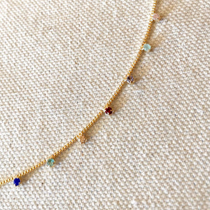 GoldFi 18k Gold Filled Micro Cubic Zirconia Colored Stones Necklace