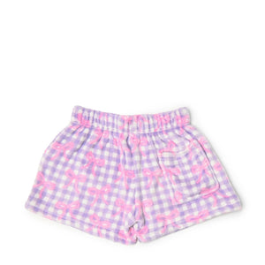 OMG Accessories  Gingham Bow Printed Cozy Pajama Shorts