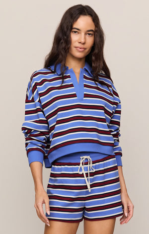 Z Supply Low Key Stripe Henley in Bay Blue