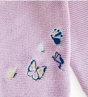 TImo + Violet Baby Embroidered Butterfly Knit Cardigan
