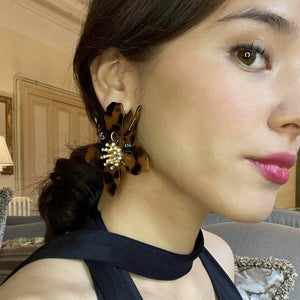 Michael Nash Jewelry Aurelia Tortoise Floral Resin Drop Earrings