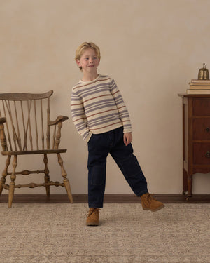 Rylee + Cru Jacques Sweater in Dusty Blue Stripe