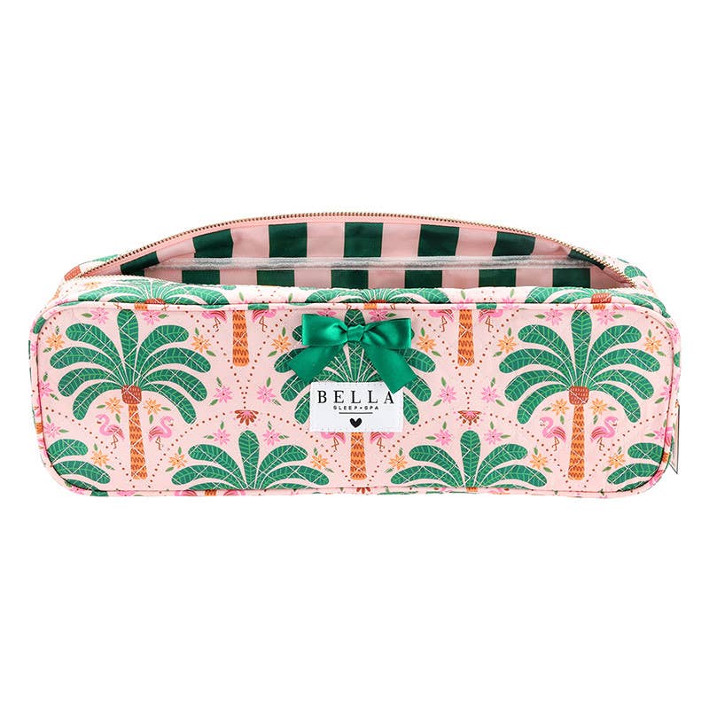 Bella Sleep Spa Quilted Hair Tool Bag in Pink + Palm Trees