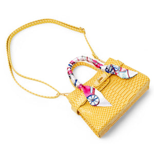 Zomi Gems Crocodile Scarf Handbag in Yellow