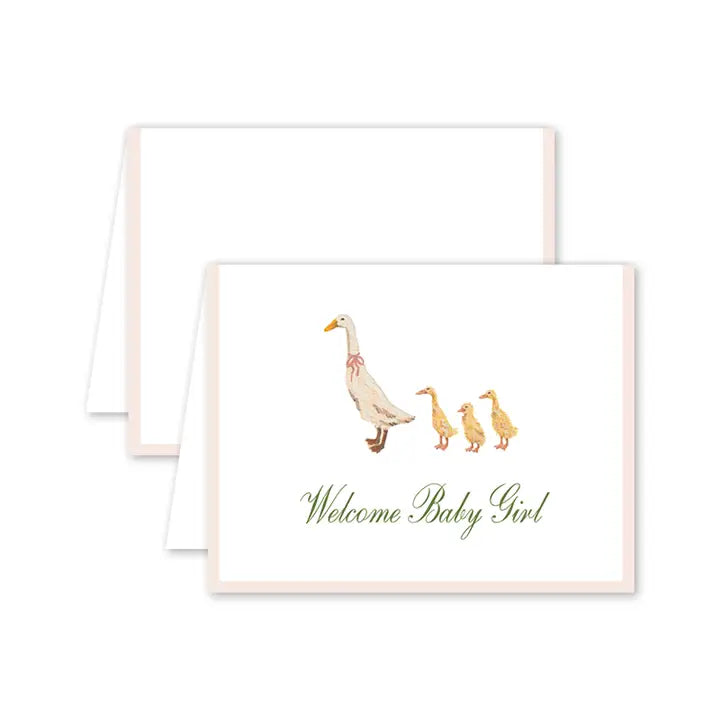 Dogwood Hill Cottagecore Duckling Baby Card in Pink