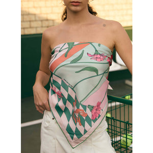 Jessie Zhao New York Double Sided Silk Scarf in Flowers Daydreams