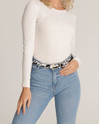 Amsterdam Heritage Aliza Leather Belt in Cow Print