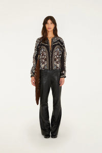 Farm Rio Daniela Longe Sleeve Top in Black