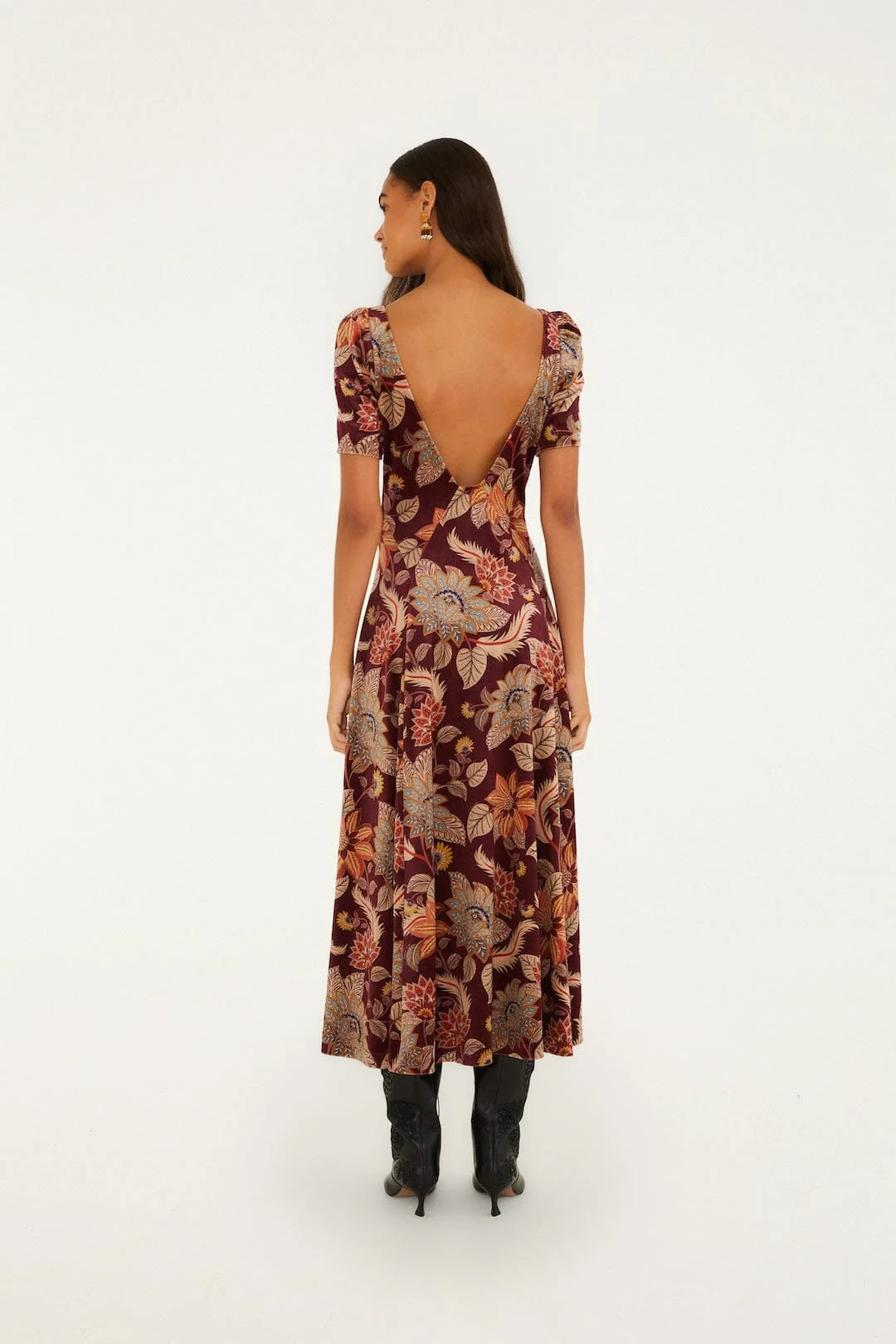 Farm Rio Delhi Maxi Dress in Burgundy Floral