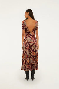 Farm Rio Delhi Maxi Dress in Burgundy Floral