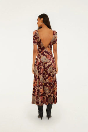 Farm Rio Delhi Maxi Dress in Burgundy Floral