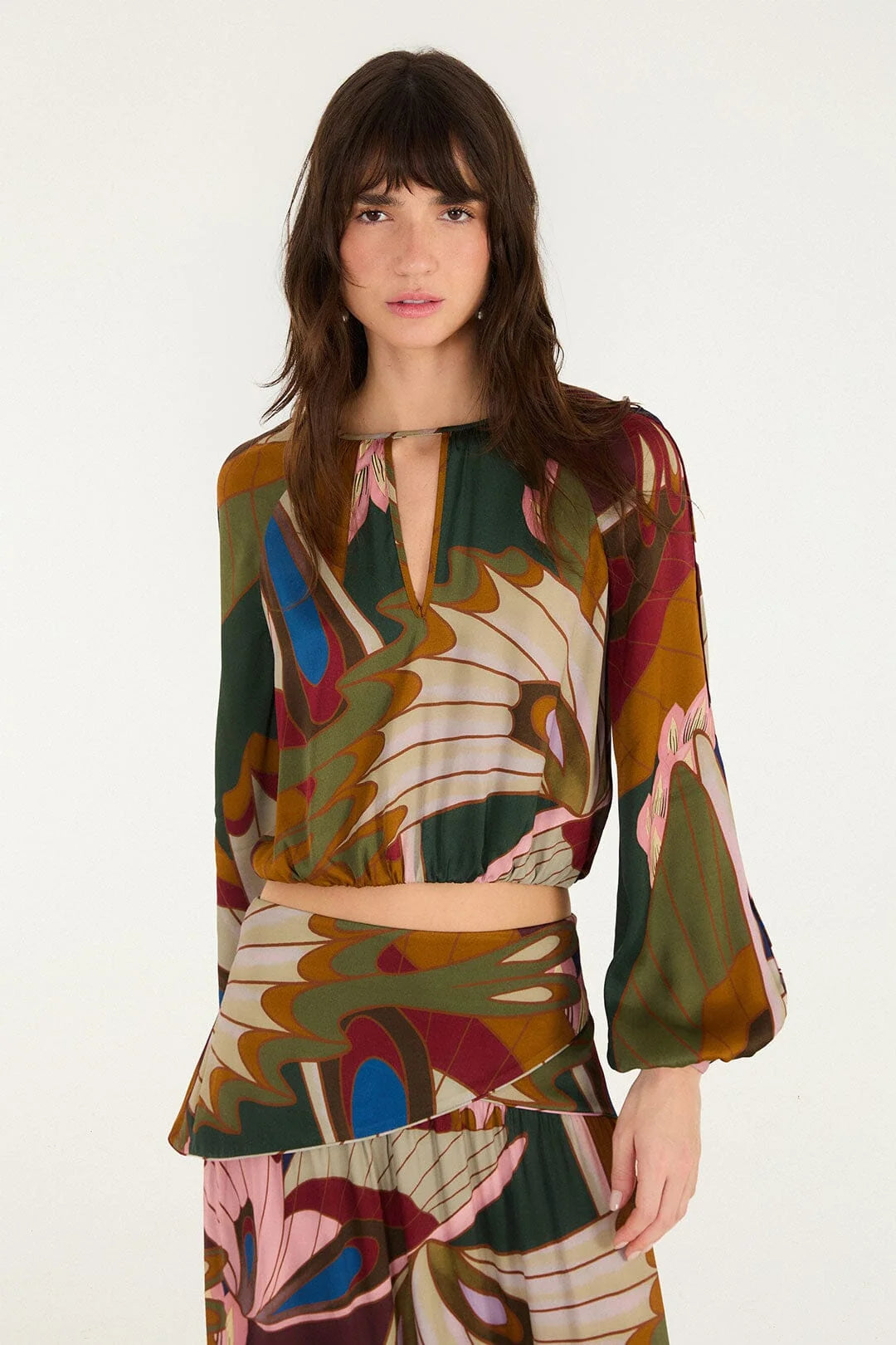 Farm Rio Mystical Paradise Long Sleeve Blouse in Mystical Paradise