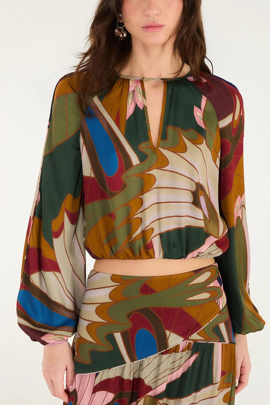 Farm Rio Mystical Paradise Long Sleeve Blouse in Mystical Paradise