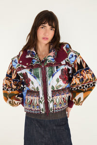 Farm Rio Pietra Cura Cropped Puffer Jacket in Tapestry