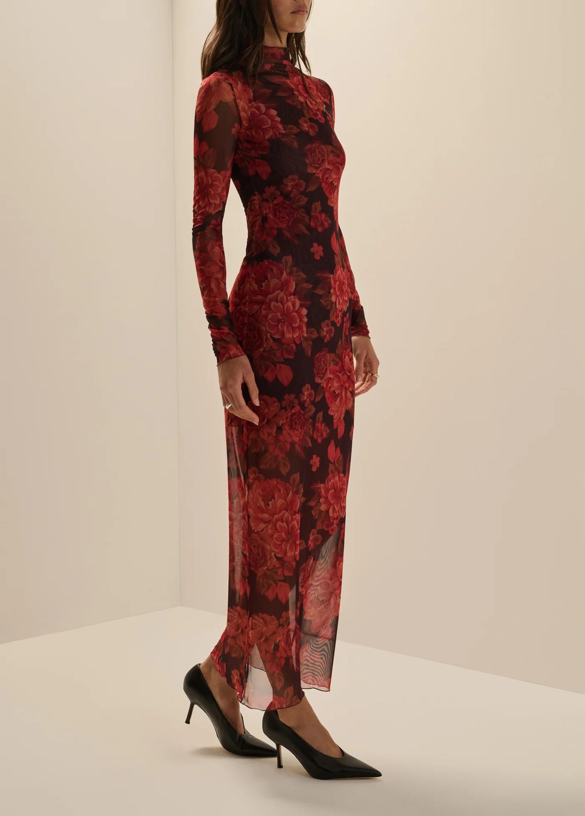 Favorite Daughter The Sheer Fantasy Dress in Wine Floral