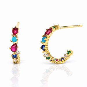 Tai Jewelry - Multi Colored Huggie Hoop