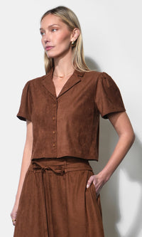 Greylin Biar Suede Top in Camel
